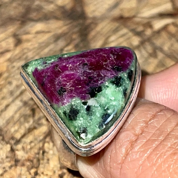 Anyolite Ruby Green Zoisite Ring Size 7 1/2 - Picture 5 of 15
